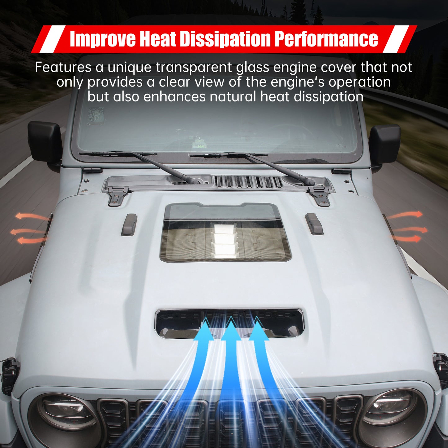 Space-Capsule Style Heat Dispersion Hood for Jeep Wrangler & Gladiator