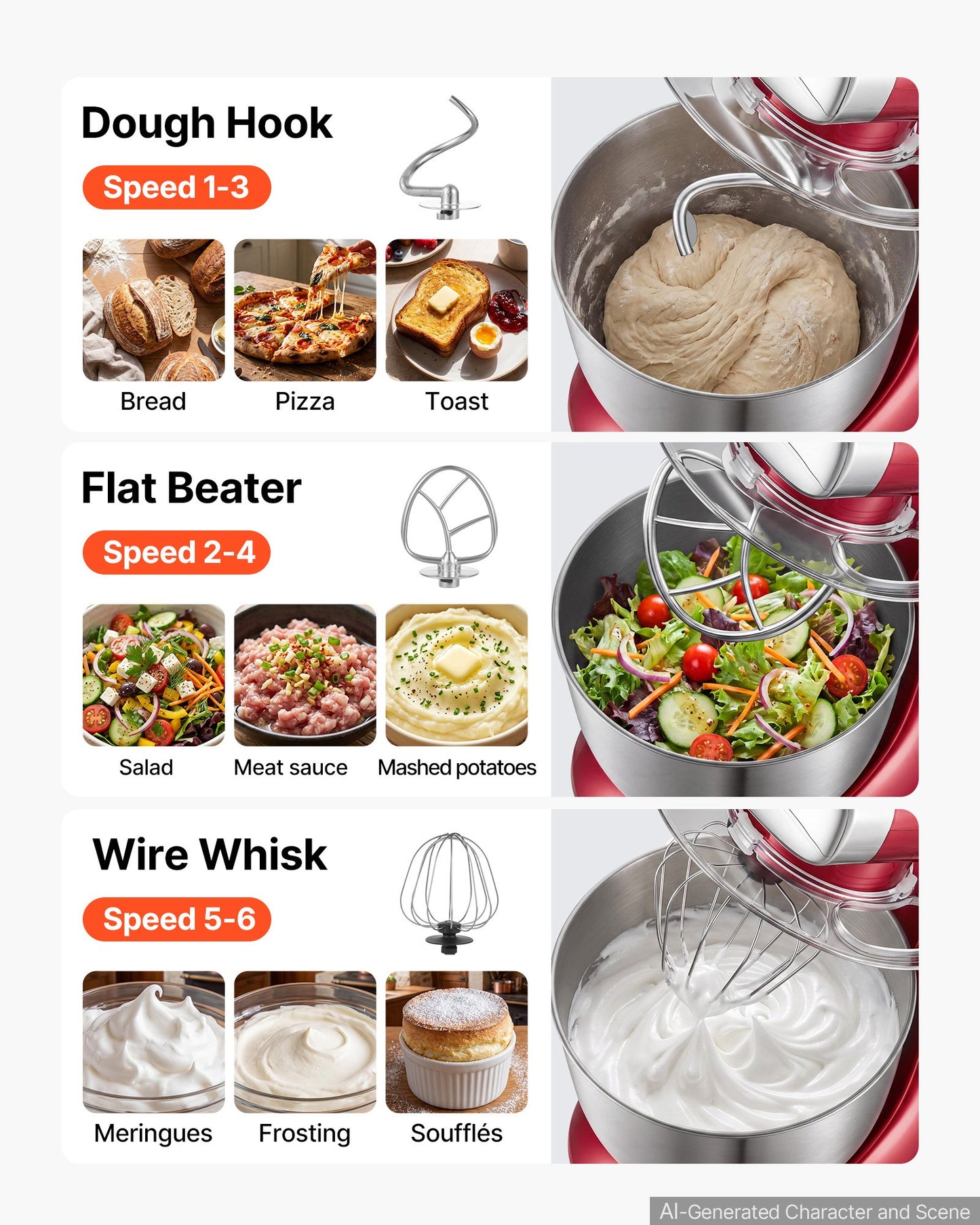 4.2 Qt Tilt Head Stand Mixer 400W with Stainless Steel Bowl & Attachments