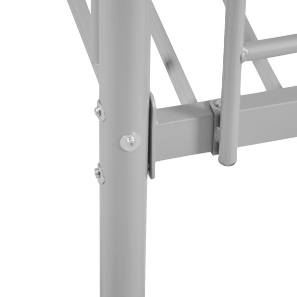 Iron Bed Bunk With Ladder For Kids Twin Size Gray