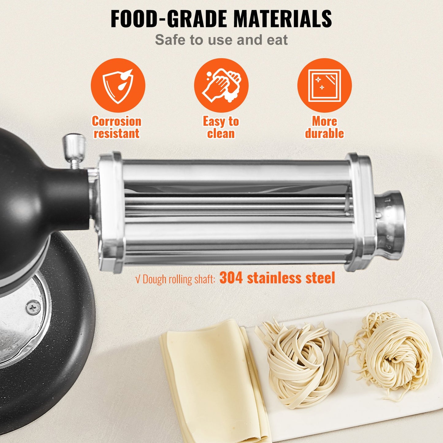 Pasta Roller Attachment for KitchenAid Stand Mixer - 8 Thickness Settings
