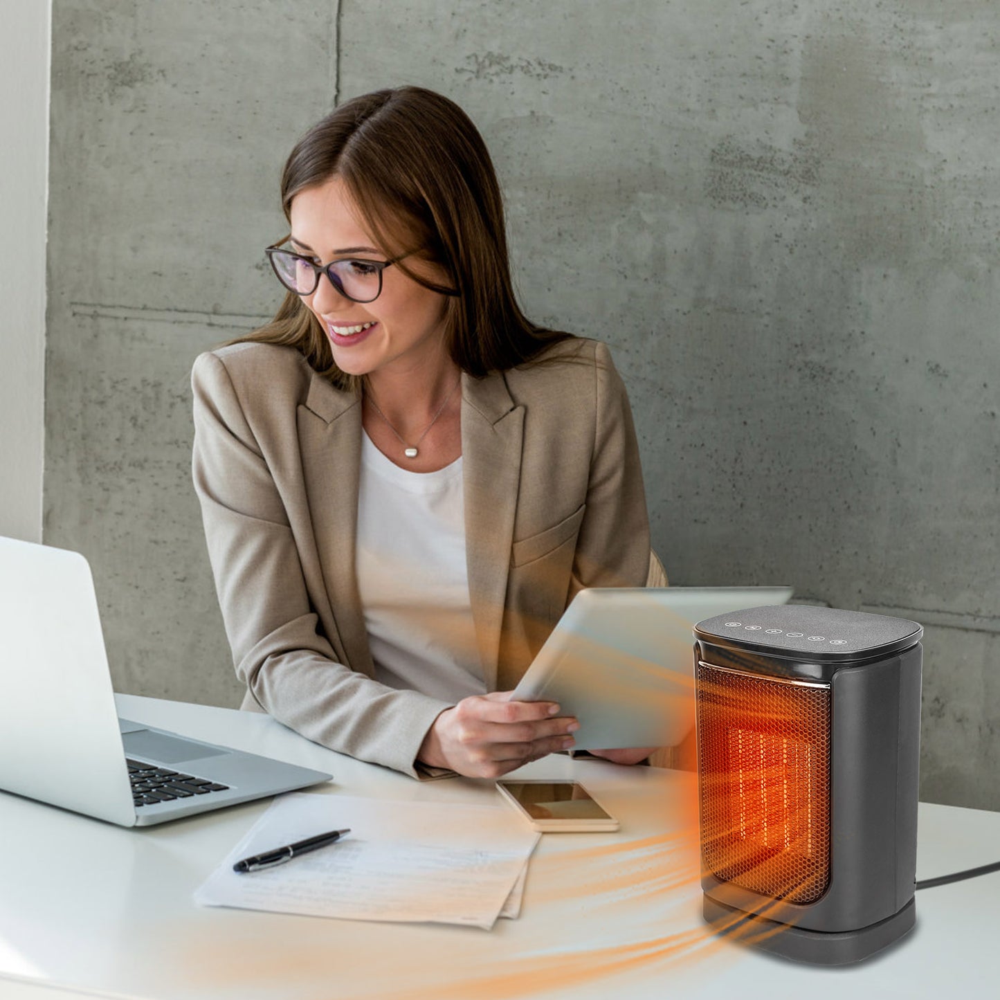 1500W Oscillating Ceramic Space Heater with Remote - Indoor Home & Office Heating