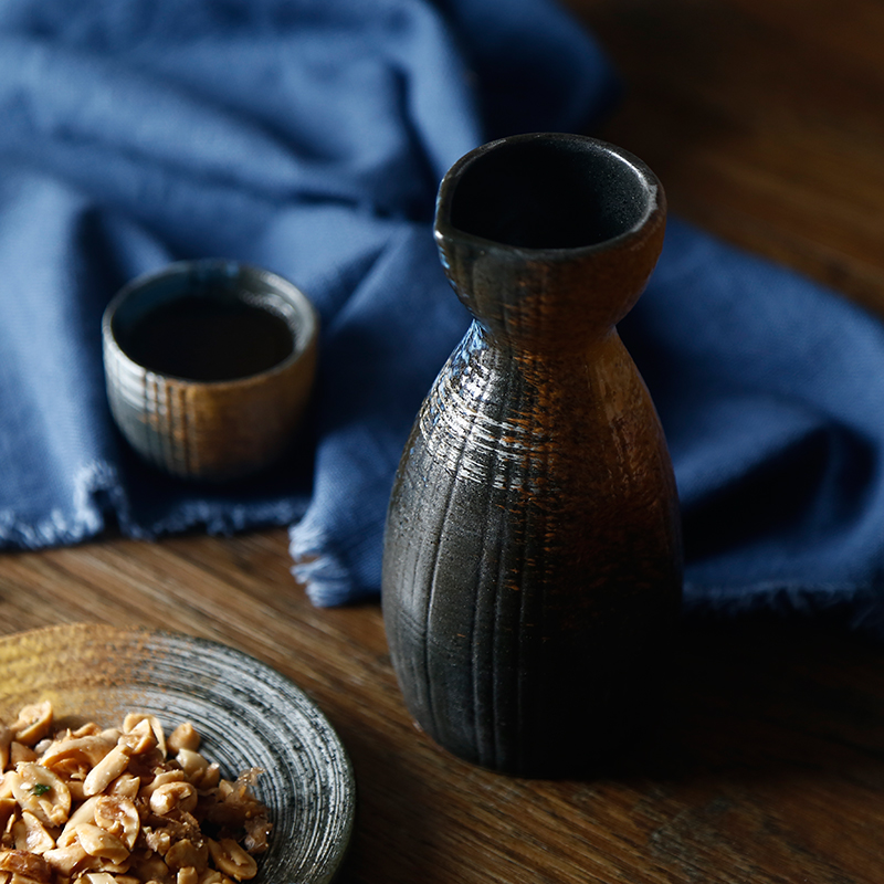Ceramic Sake Bottle Set with Glasses - Traditional Japanese Drinkware