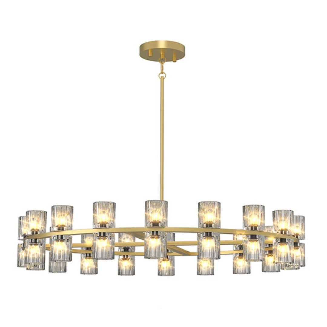 Modern 36-Inch Gold Round Chandelier with K9 Crystal