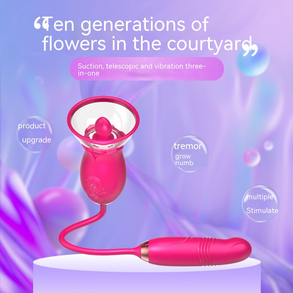 Double-Headed Sucking Tongue Licking Vibrator Device - Electric Silicone Adult Wellness