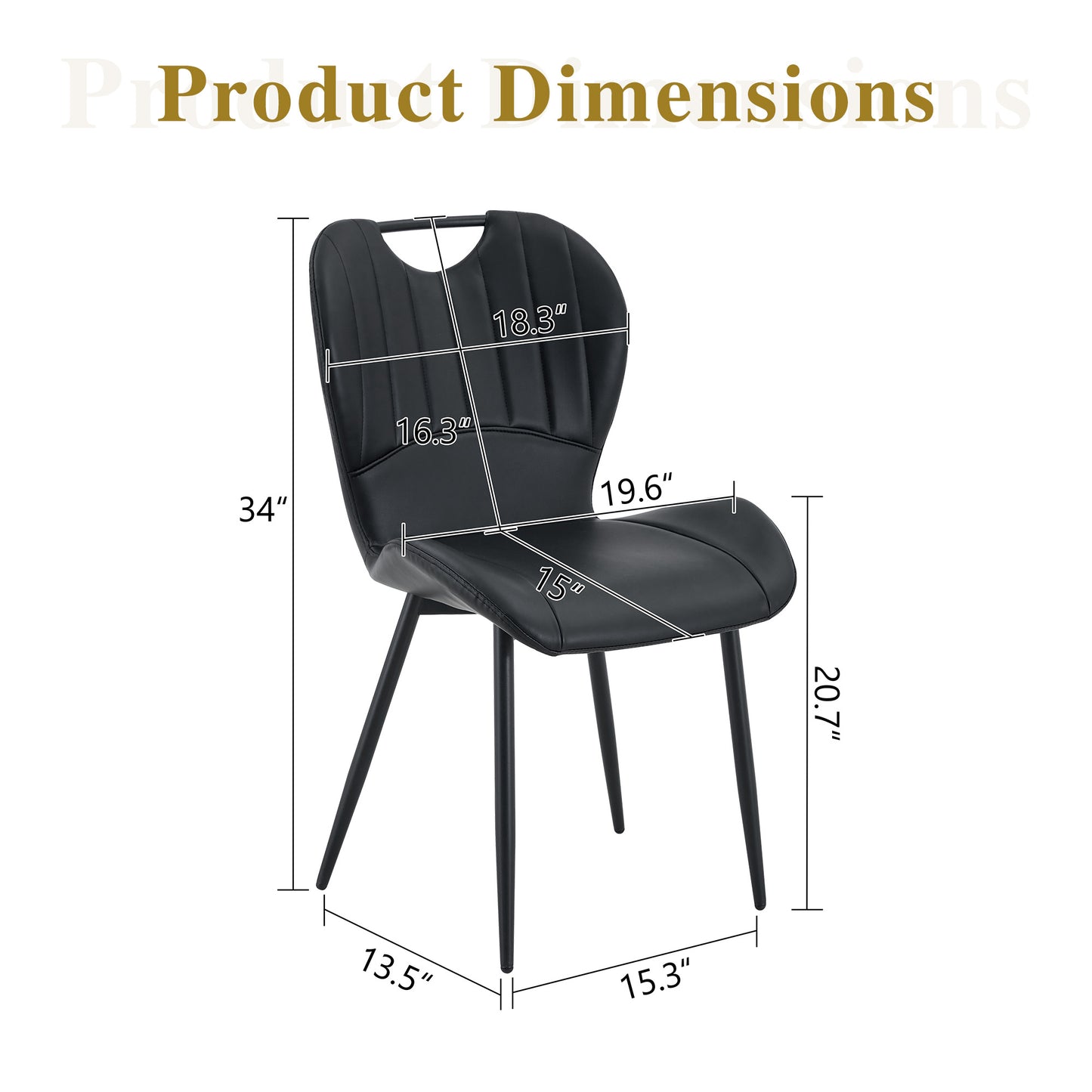 Set Of 4 Black PU Dining Chairs With Integrated Handle. Metal Frame,