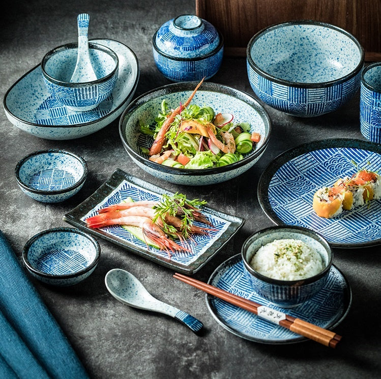 Ceramic Flat Dish Plate Set - 7 & 9 Inch Round Tableware in Multiple Colors