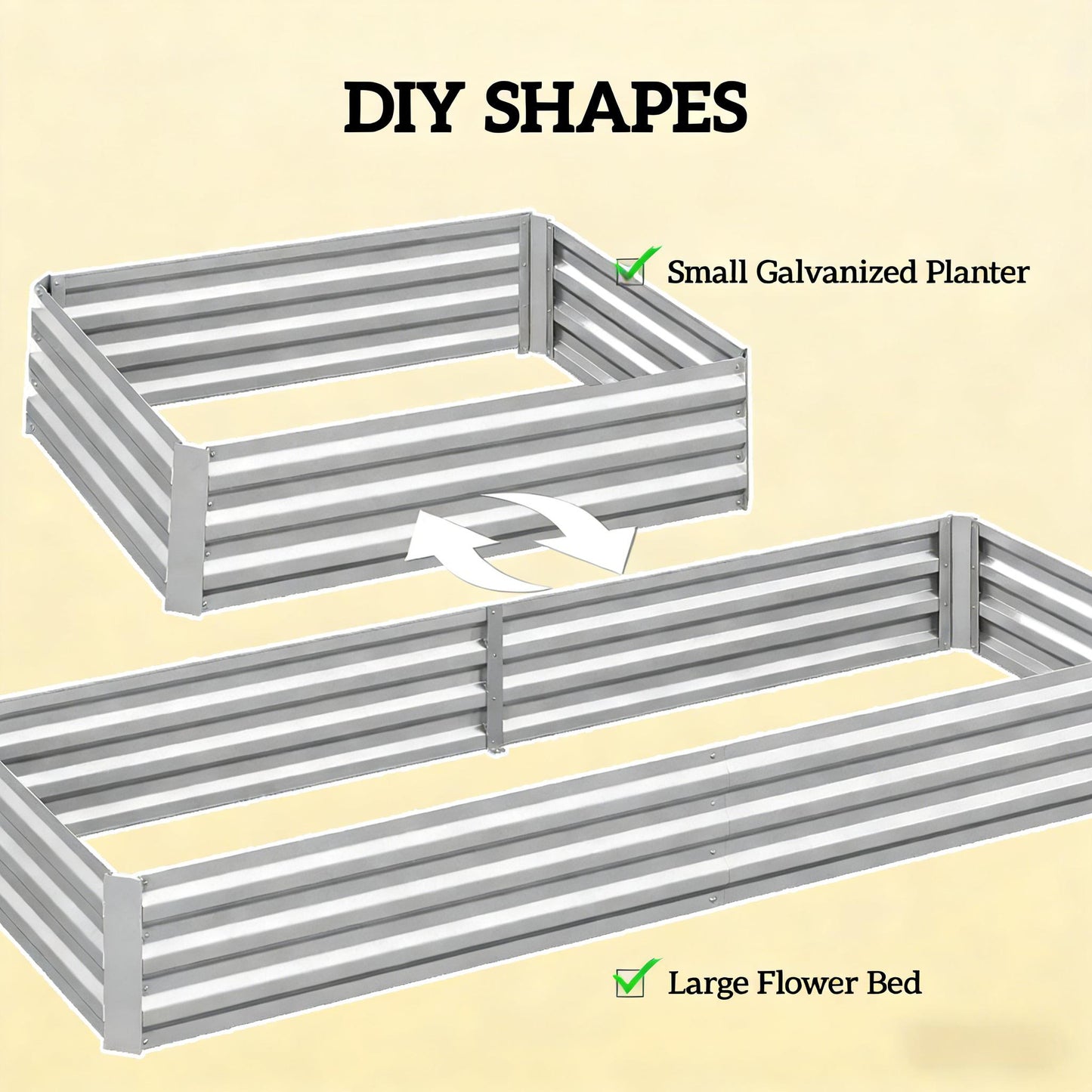 Metal Raised Planter Box - Galvanized Steel Garden Bed - Silver