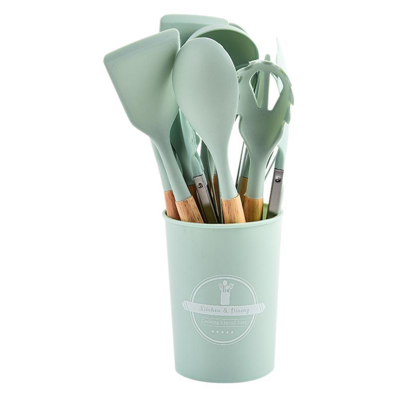 Silicone Cooking Utensil Set Food Grade Kitchen Storage Tools - Multiple Colors