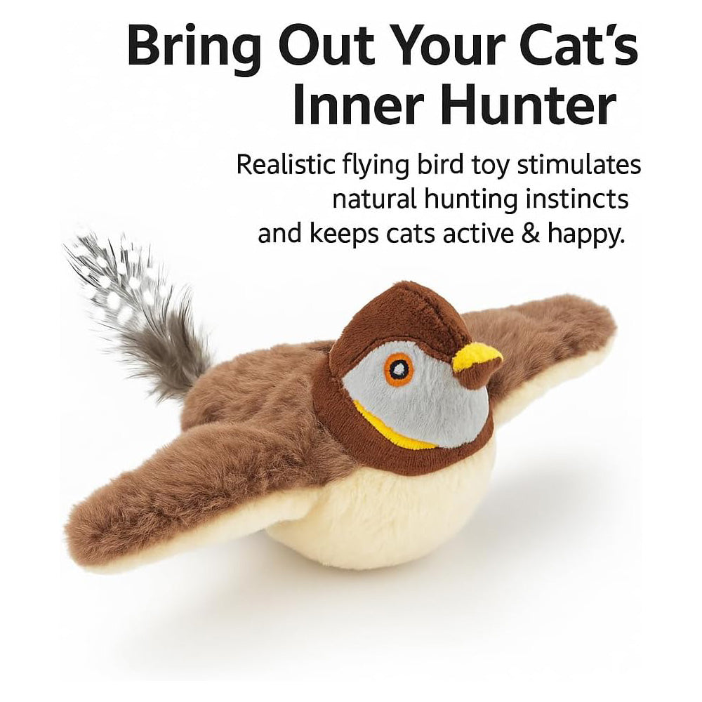 USB Rechargeable Flapping Bird Cat Toy with Chirping & Motion Sensor - Interactive Plush Plaything