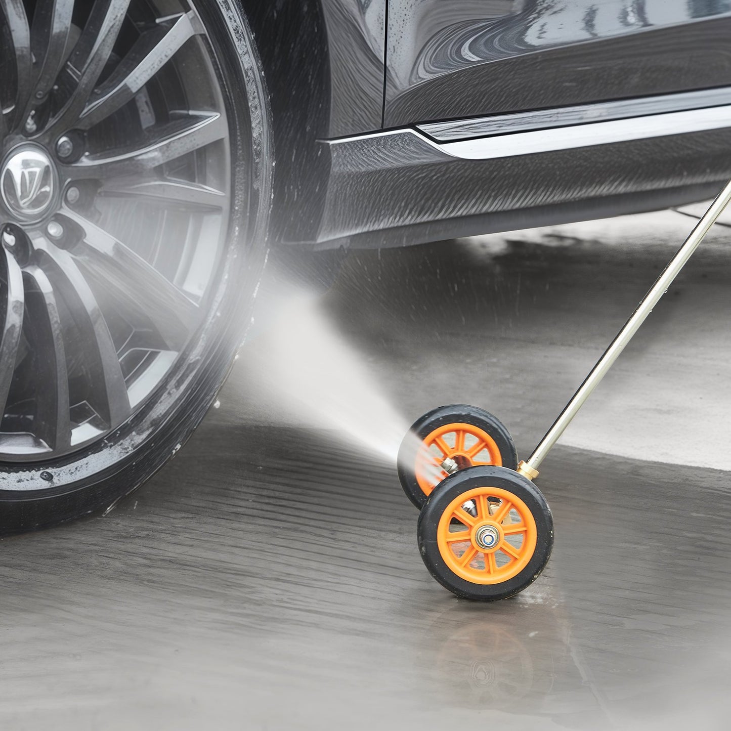 16-Inch Pressure Washer Undercarriage Cleaner with 2 Wheels & Extended Wands