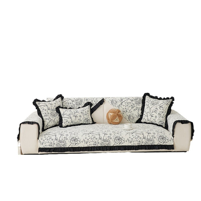 French Retro Sofa Cushion Cover Non-Slip Chenille Four Seasons Home Decor