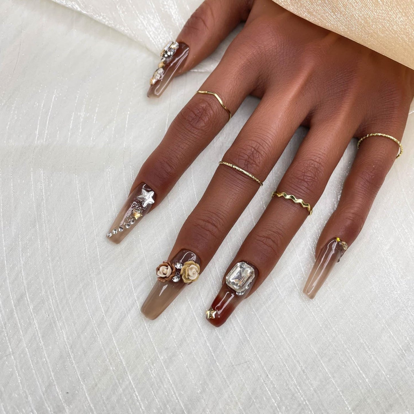 Short Press On Nails - Hazel Serenade Gradient Acrylic Manicure Set (Size M)