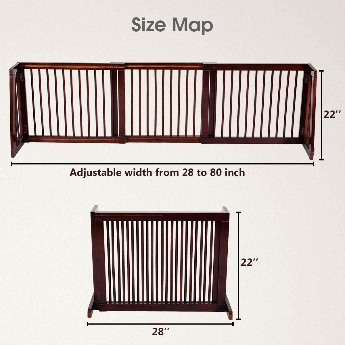 Folding Adjustable Free Standing Pet Barrier - Pine Wood