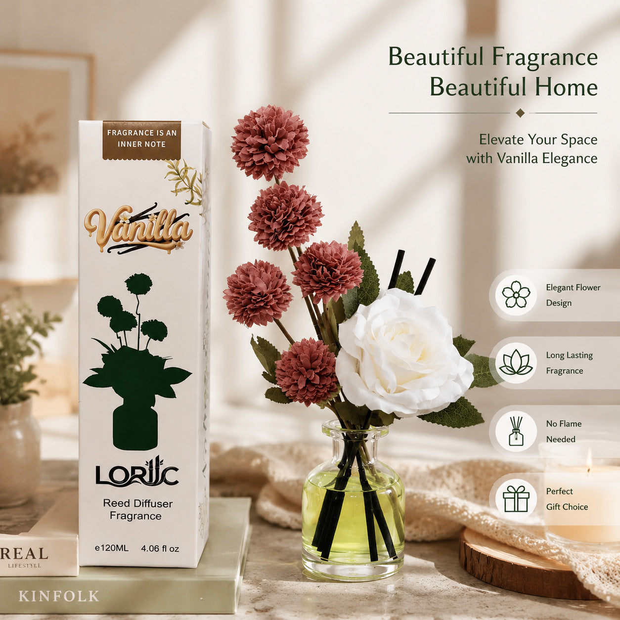 Gardenia Aromatherapy Essential Oil 120ml - Long-lasting Indoor Fragrance
