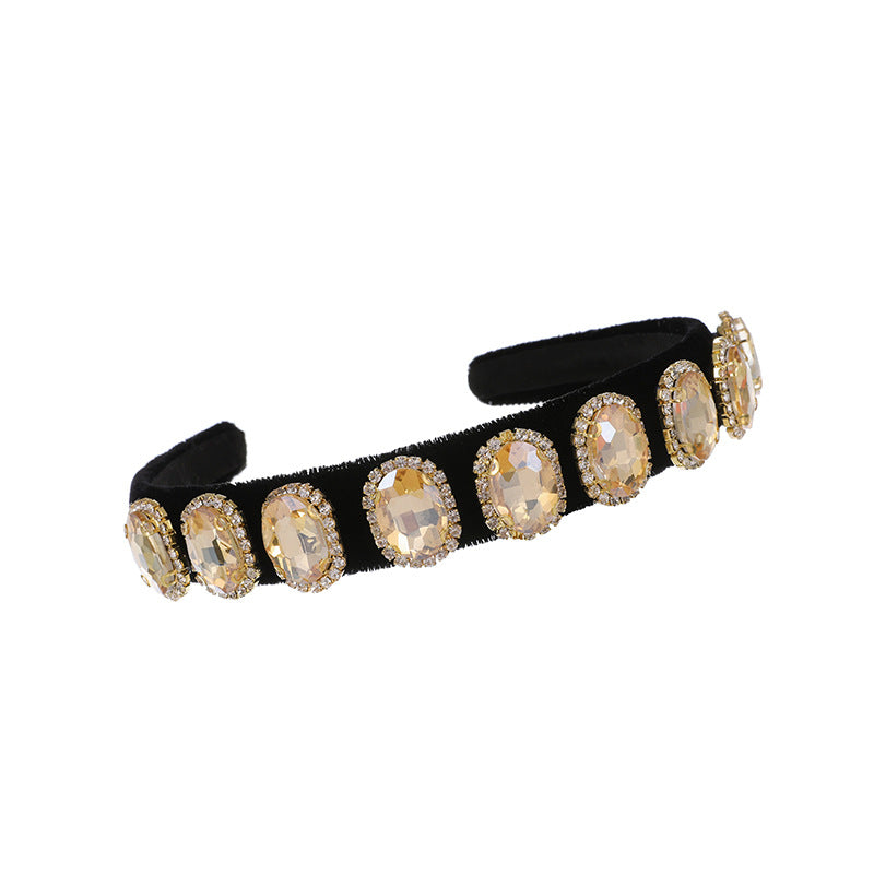 Women’s Fabric Diamond Round Headband with Chain Clip - Stylish Hair Accessory