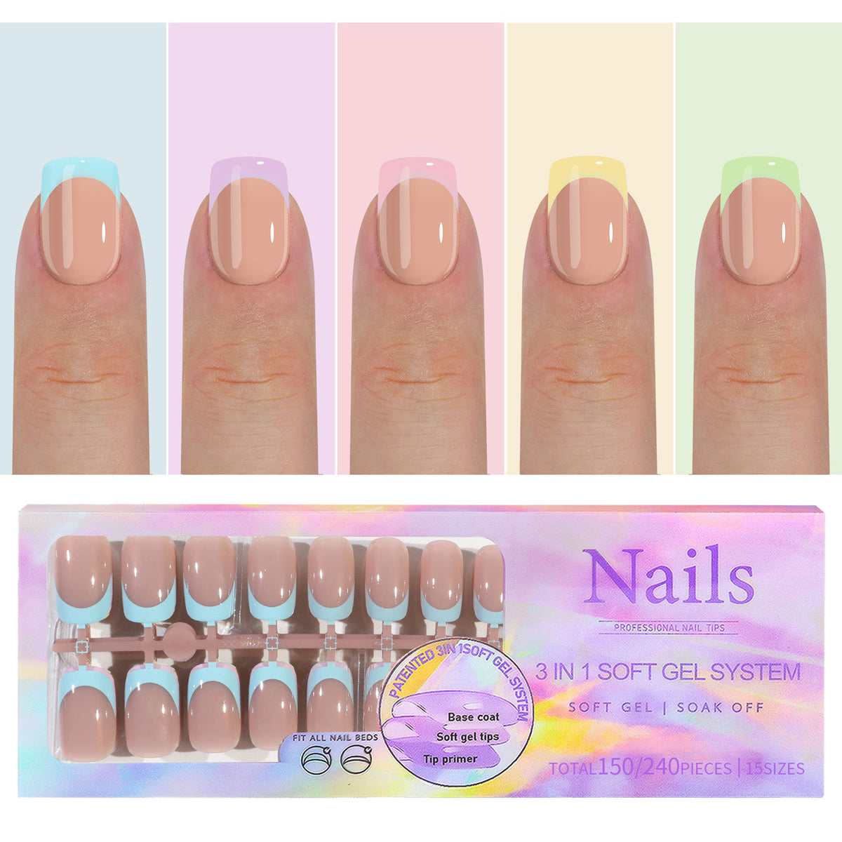 Manicure Nail Art & Wear Armor Set - French Seamless Detachable Tips