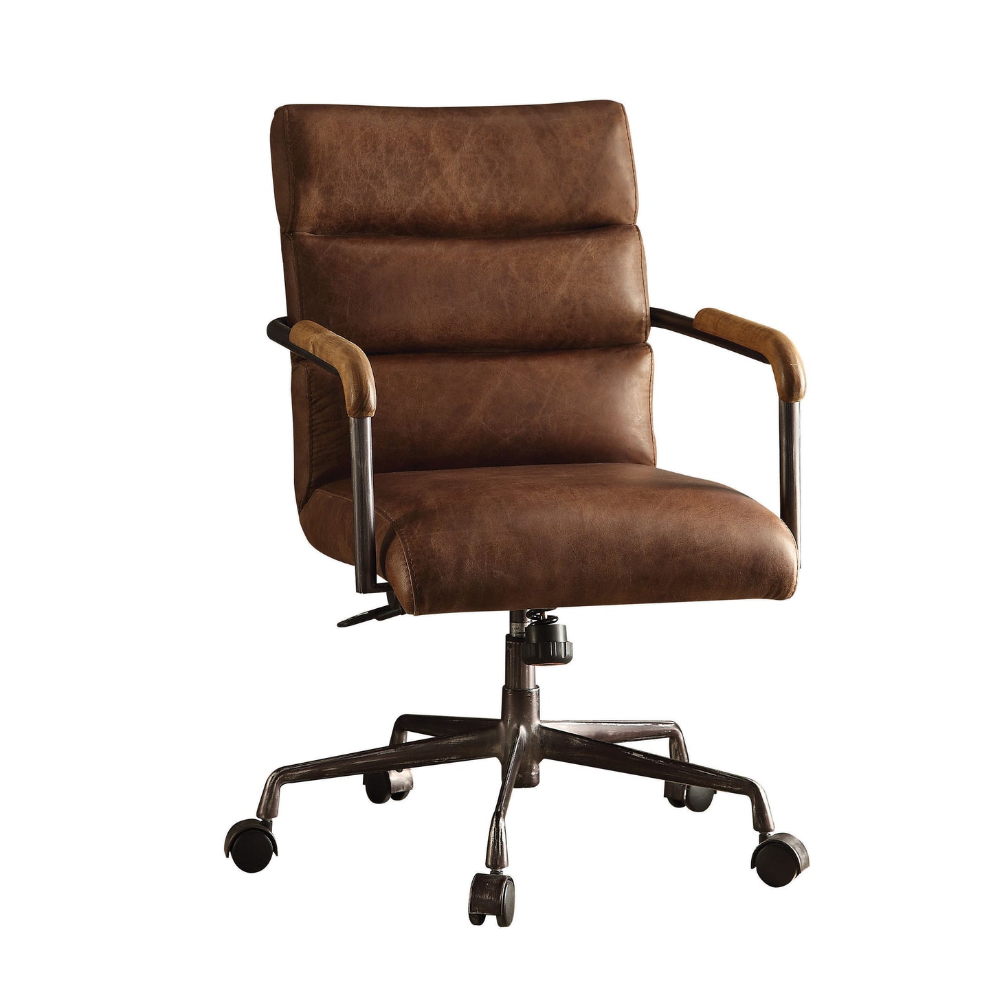 Brown Top Grain Leather Office Chair with Adjustable Height