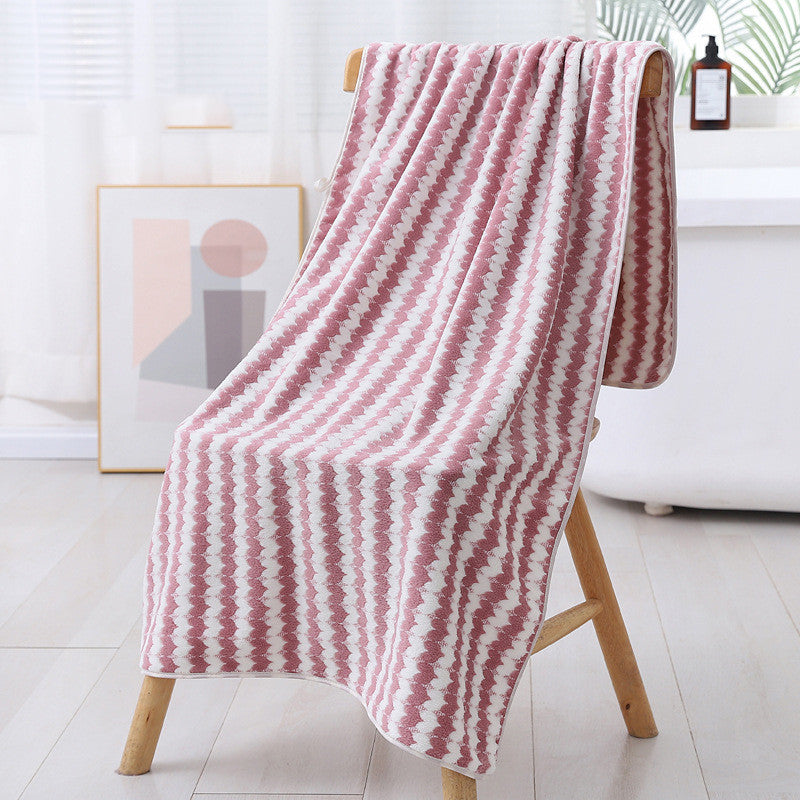 Large Coral Fleece Bath Towel - Thickened Swim & Beach Towel 70x140cm