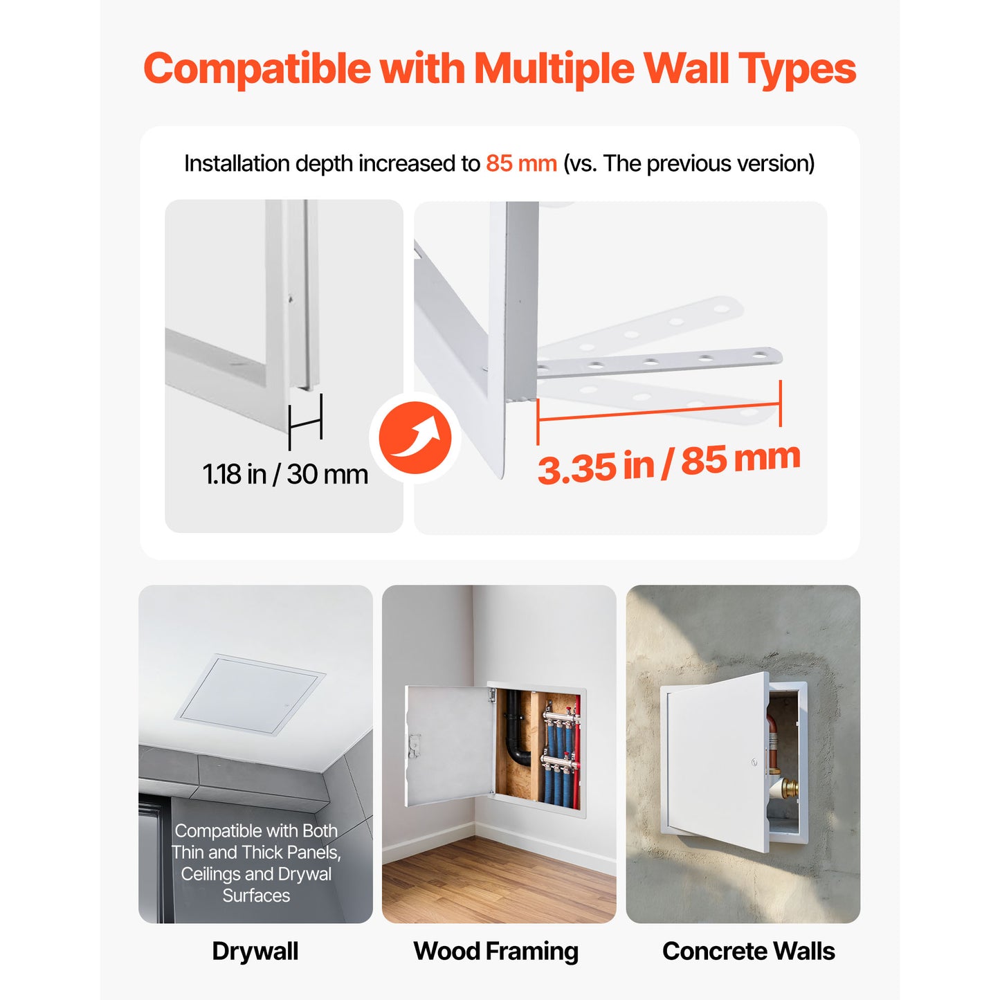 Galvanized Steel Access Panel for Drywall 15.2 x 15.2 in - Easy Install Hinged Service Door for Ceiling Plumbing & Electrical