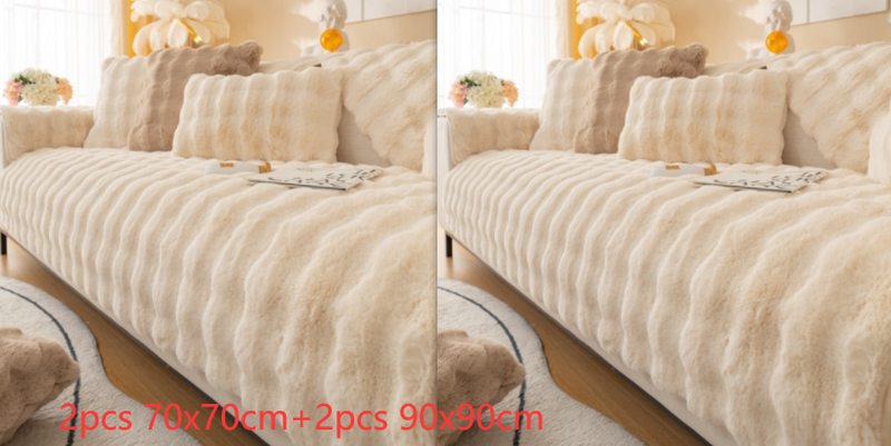 Thickened Rabbit Plush Sofa Cushion Set for Comfortable Home Decor