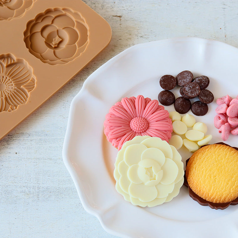 Chocolate Flower Silicone Mold - Baking & Candy Making Tool 150x220mm Light Brown