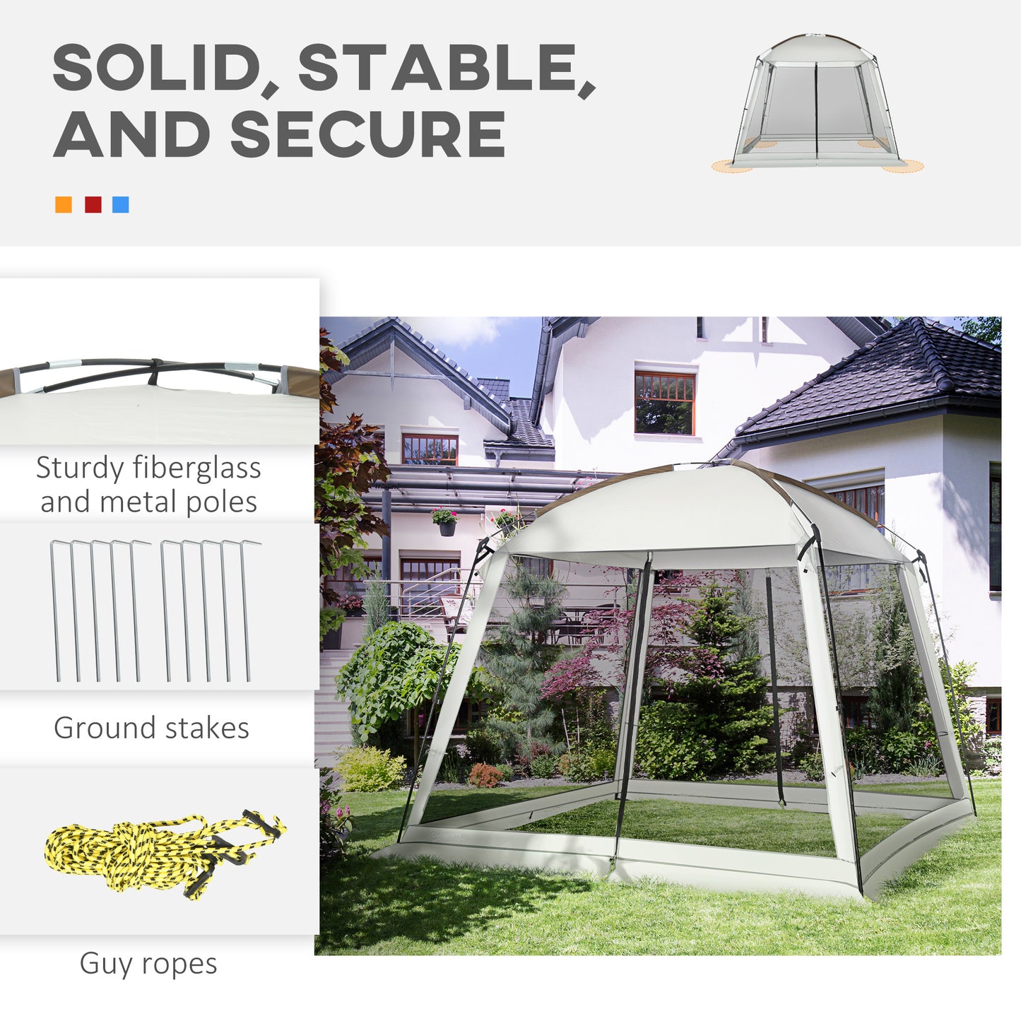 10x10 Screen Tent with UV50+ Protection - Easy Setup for 6-8 People
