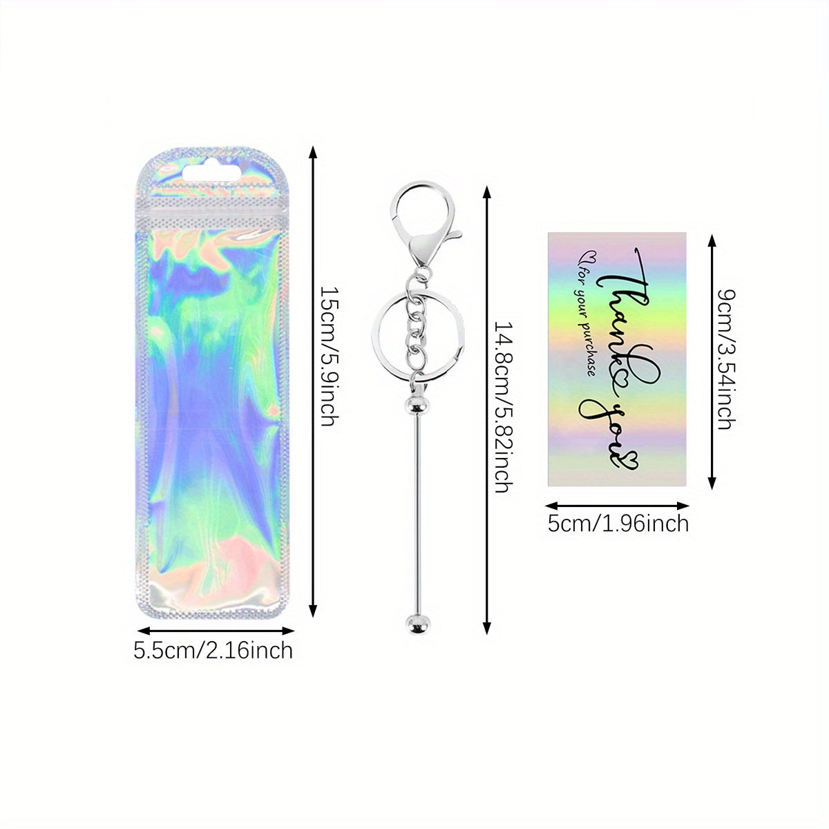 DIY Beaded Keychain Set - 60 Pieces with Thank You Cards