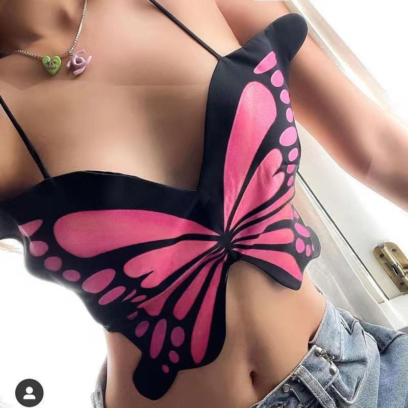 Personalized Butterfly Print Beach Vest - Unisex Slim Fit Suspender Top