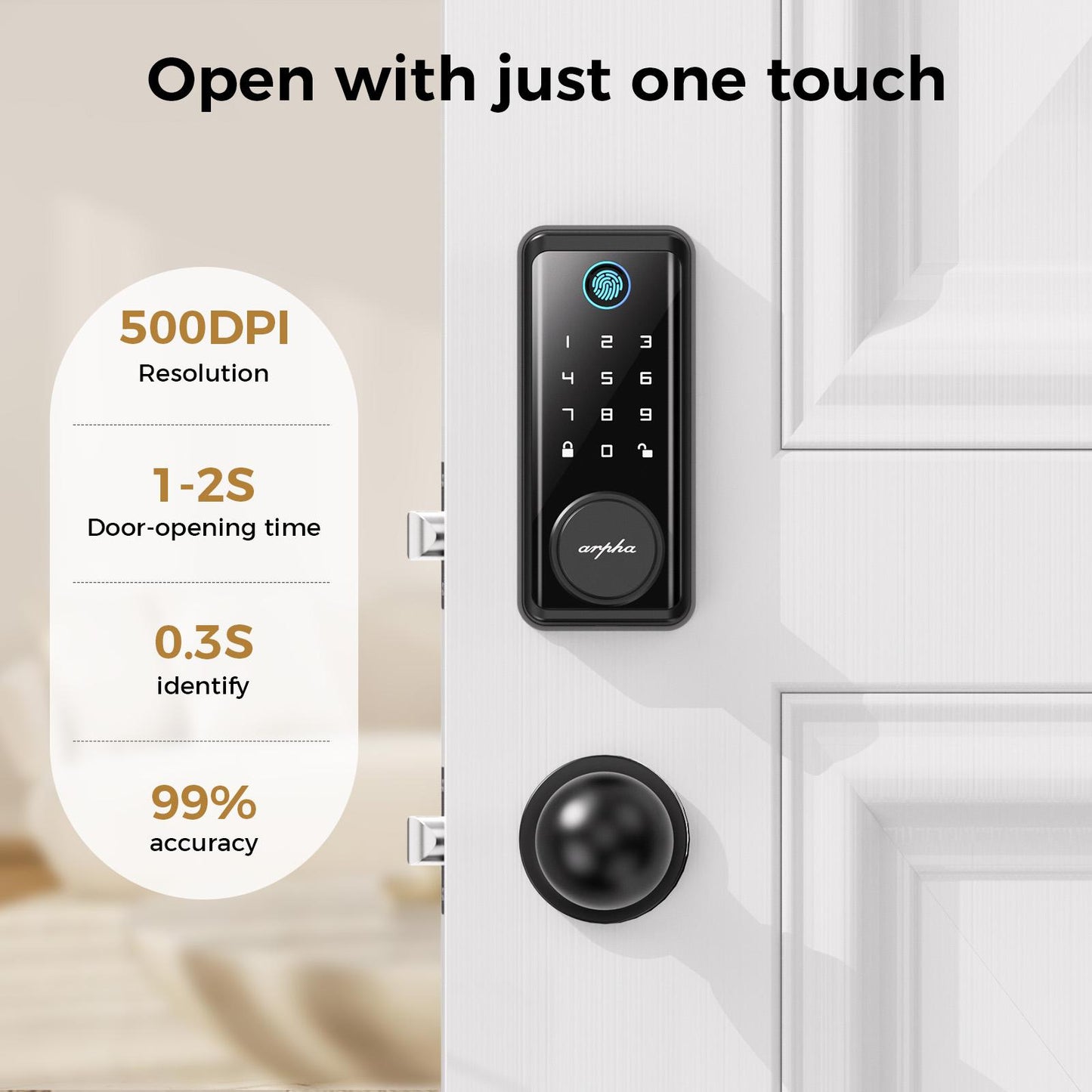 Keyless Entry Door Lock with Handle, App Control Front Door Lock Set with Keypad and Auto Lock