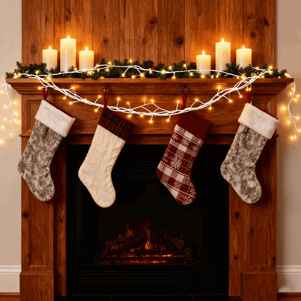 Lighted Birch Garland - 7.87ft with 144 LED Warm White Lights