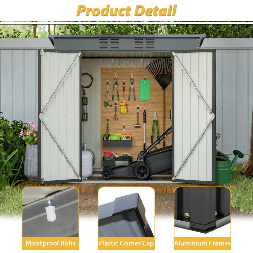 6 Ft x 4 Ft Outdoor Metal Storage Shed with Double Doors and Padlock