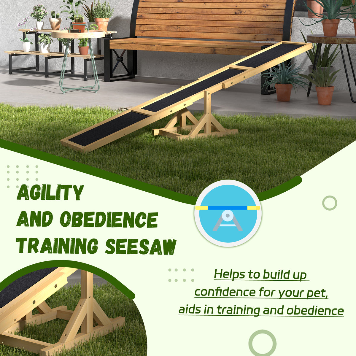 Dog Agility Seesaw for Training and Exercise - Yellow, 815x350x150mm