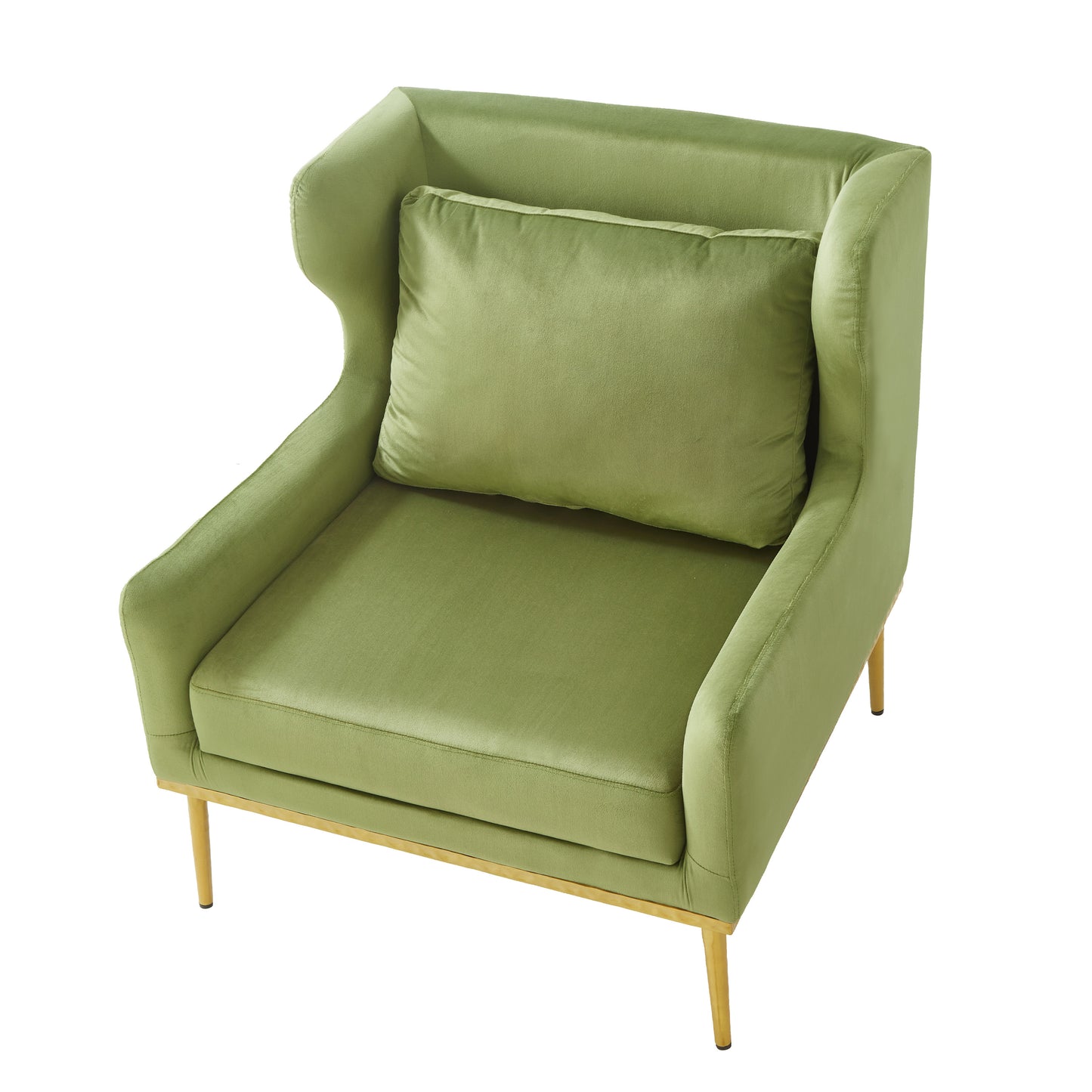 Modern Velvet Accent Chair - Green Armchair for Living Room