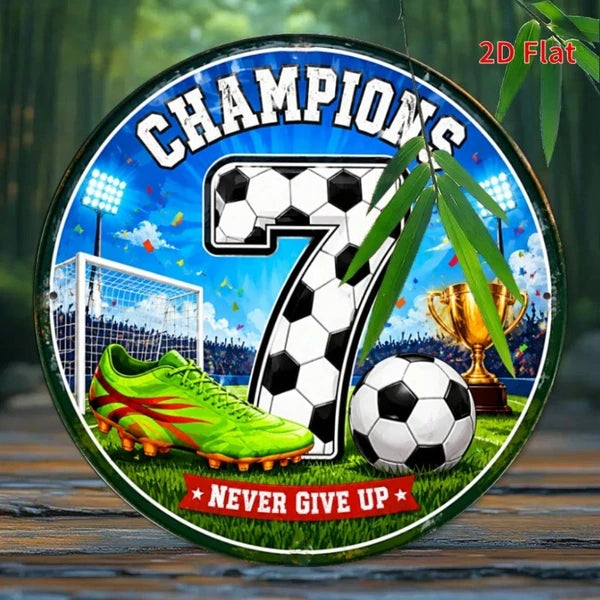 Champions Soccer Number 7 Metal Tin Sign - 7.87 Inch