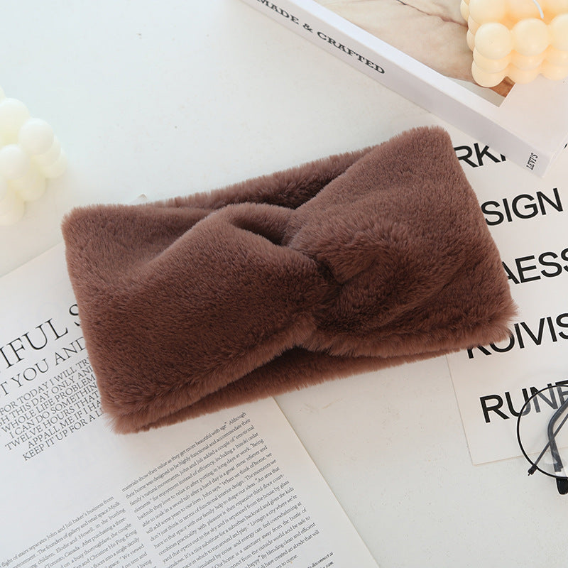 Women's Plush Wide Elastic Knotted Sports Headband - Hair Scarf for Active Wear