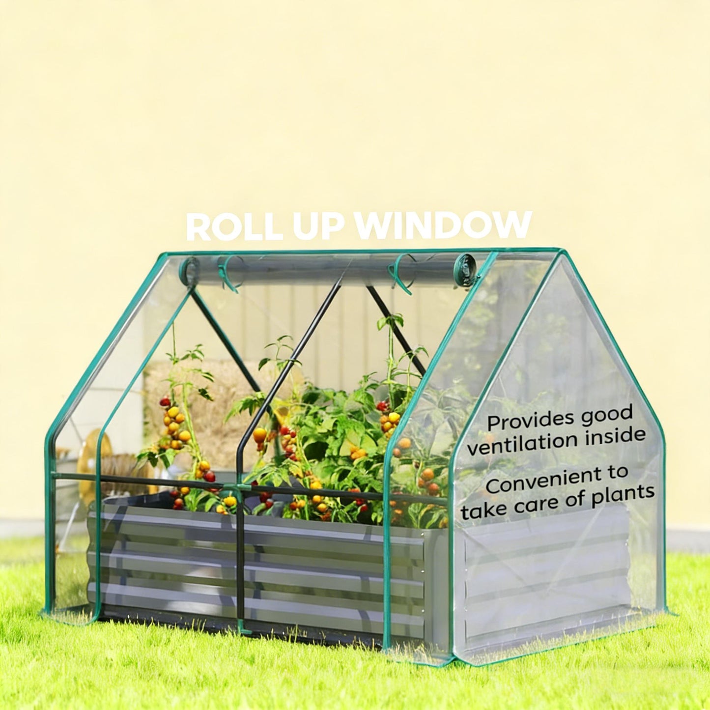 2-in-1 Raised Planter Greenhouse with Galvanized Steel Frame