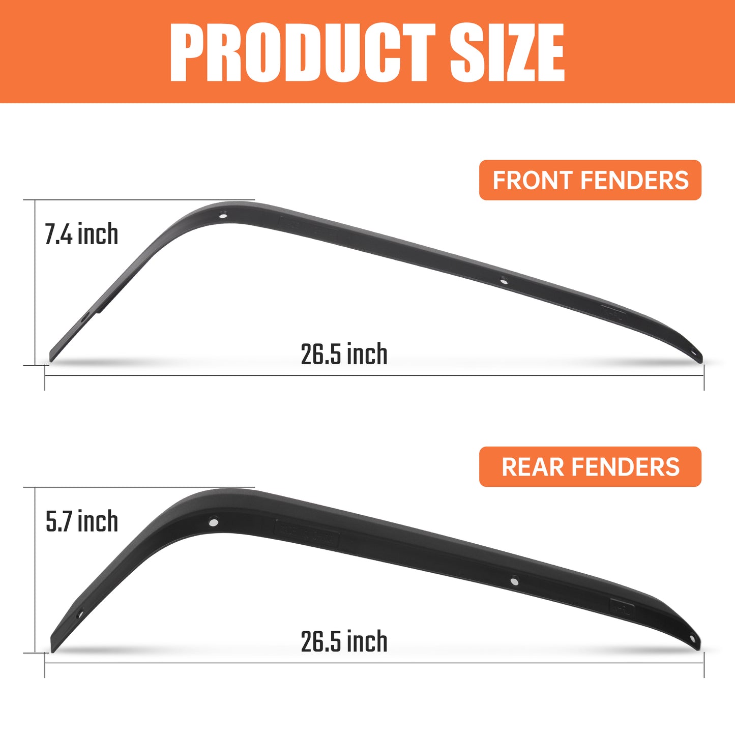 Front & Rear Fender Flares Compatible With 2007-2017 Wrangler JK JKU,