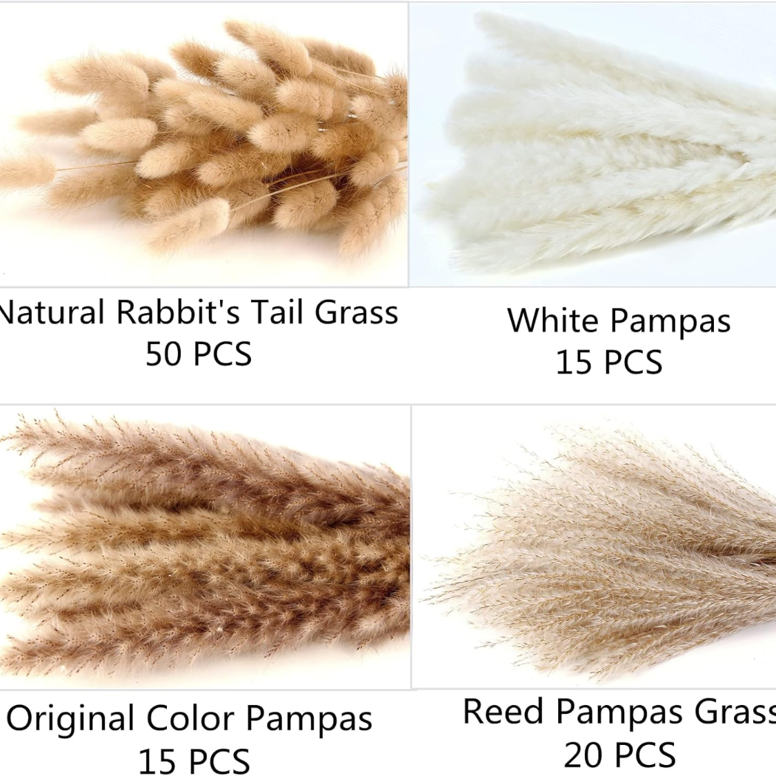 Pampas Grass Decor - 100 Stems of Dried Flowers for Home & Wedding