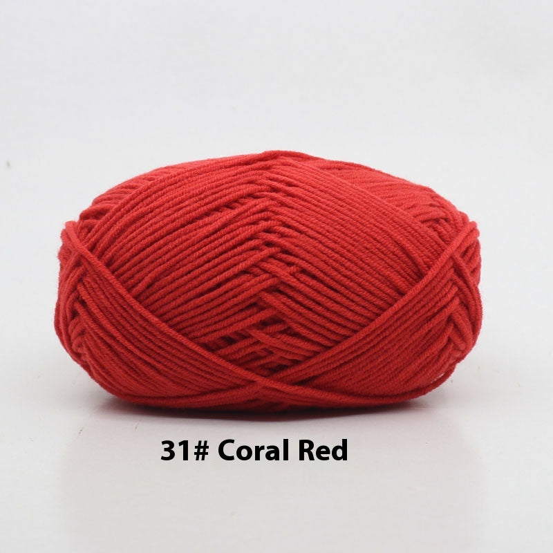 Four-Strand Milk Cotton Crochet Yarn Balls for Craft Projects - Multiple Colors