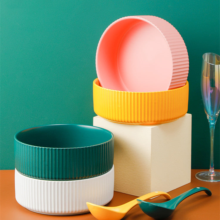 Ceramic Household Bowl Set - Food Safe, Solid Color, 6/8 Inch or Set