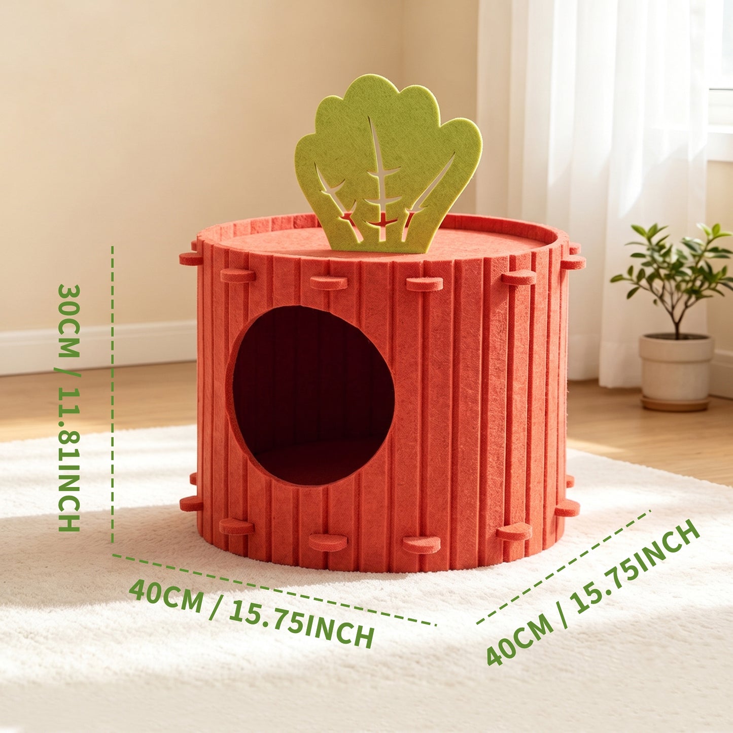 Felt Radish Pet House - Cozy Shelter for Small Pets in Red