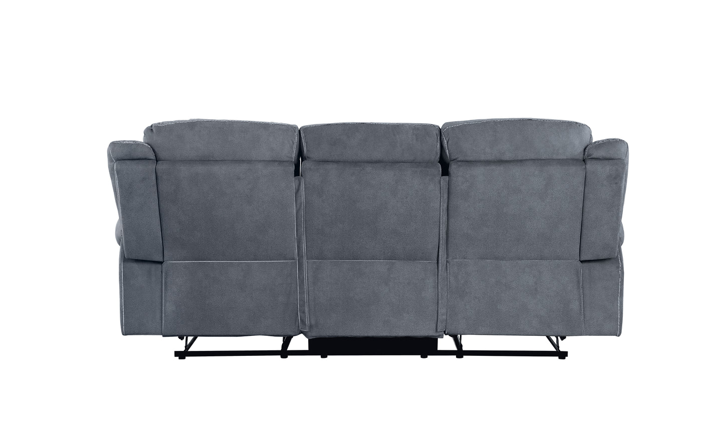 Gray Velvet Recliner Sofa with USB Port & Drop Down Table