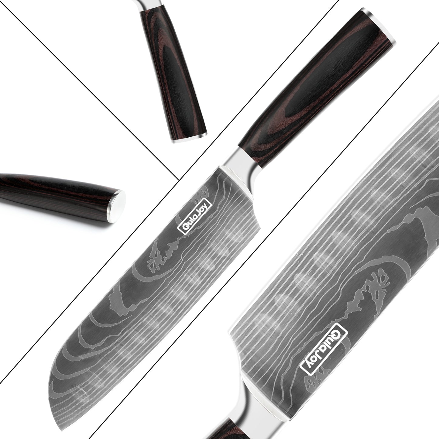 7 Inch Santoku Knife - High Carbon Stainless Steel Chef Knife with Pakkawood Handle