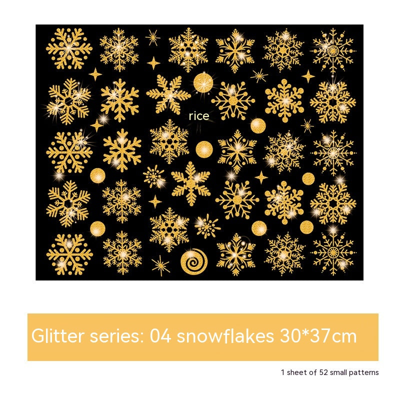 Glitter Decorative Wall Stickers Christmas Snowflake Set for Festive Wall Decor