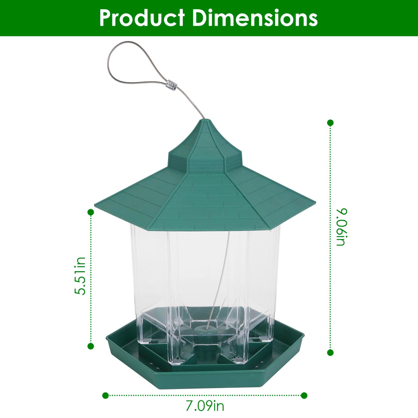 Hanging Bird Feeder with Large Capacity and 6 Feeding Ports for Garden Patio Park