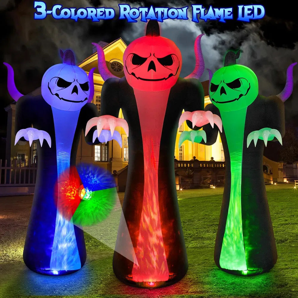 12FT Halloween Inflatable Giant Pumpkin Reaper Ghost Decoration with LED Lights