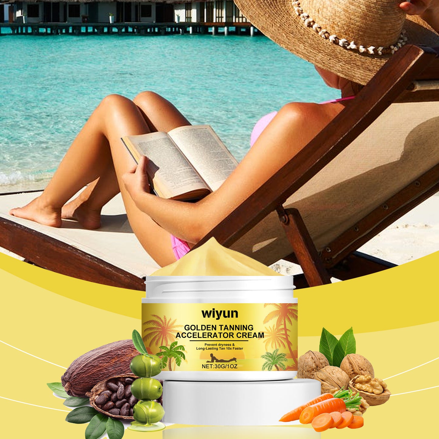 Natural Tanning Accelerator Cream with Carrot and Olive Oil - 30g