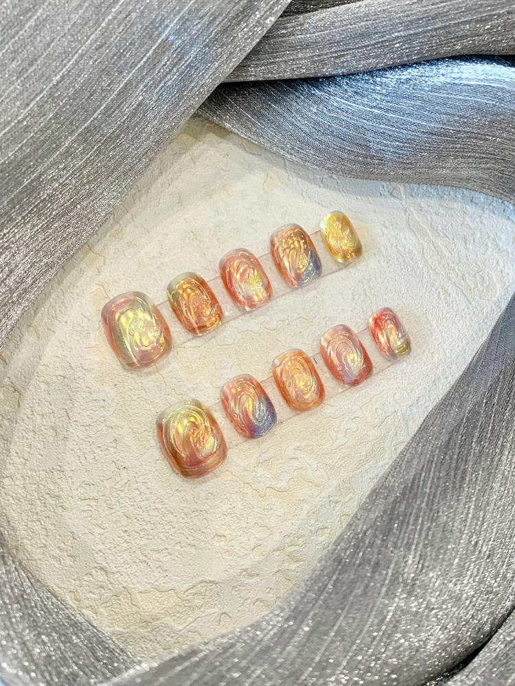 Sunset Nail Art Kit with Armor-Style Short Retro Design for Ladies