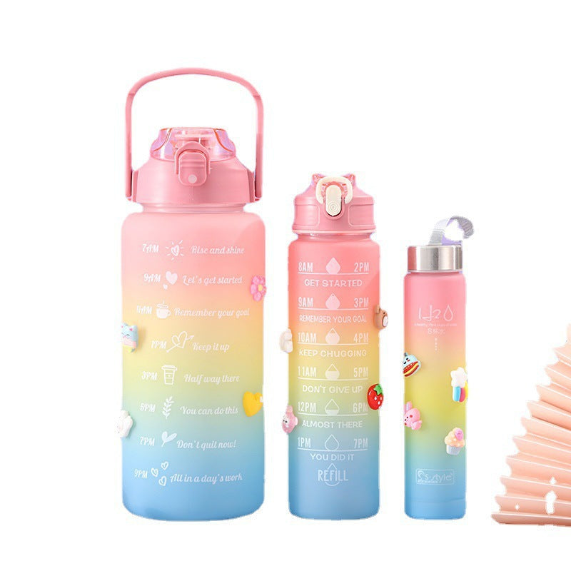 Three-Color Gradient Outdoor Frosted Sports Kettle Set - Over 1L Capacity