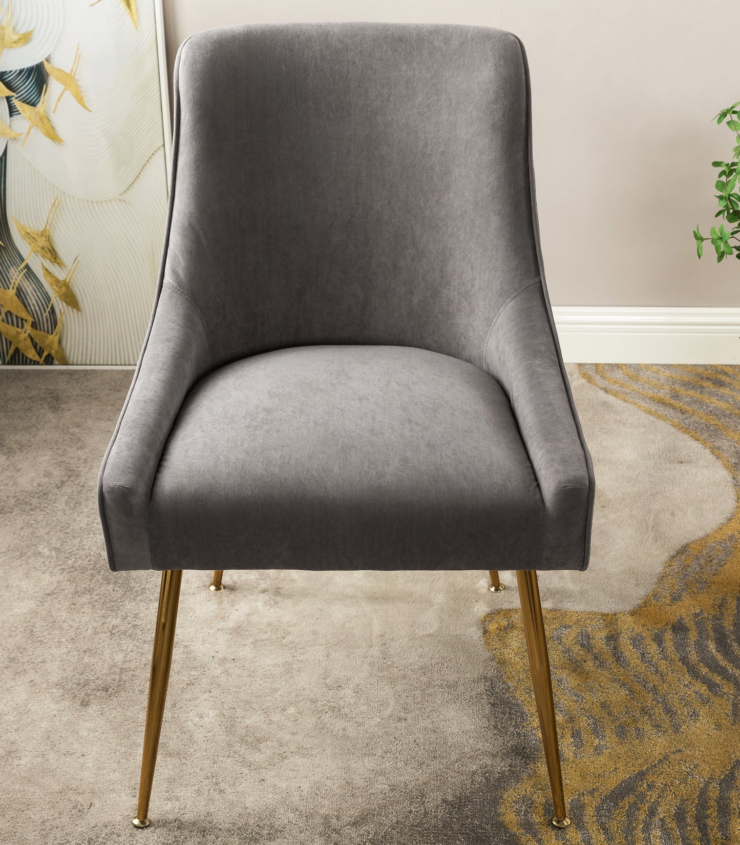Velvet Dining Chair With Gold Legs, Modern Upholstered Accent Chair,